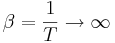 \beta = \frac{1}{T} \to\infty
