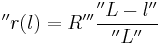 ''r(l)=R''' \frac{''L-l''}{''L''}